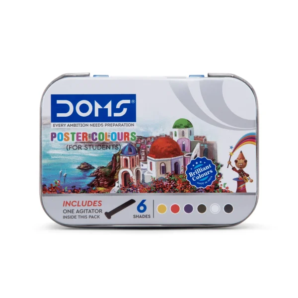 Doms Poster colours pack is 6 pcs 10ml each